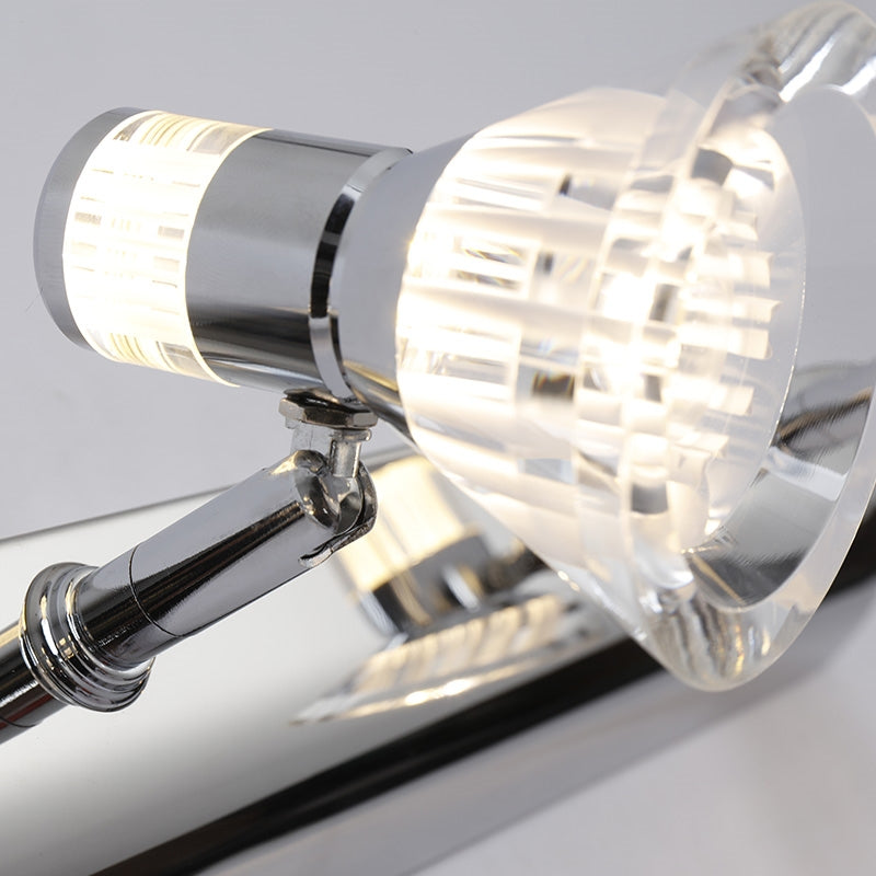 Close-up of Kristy clear faceted cone, cylindrical fitting, upper band and short-arm joint