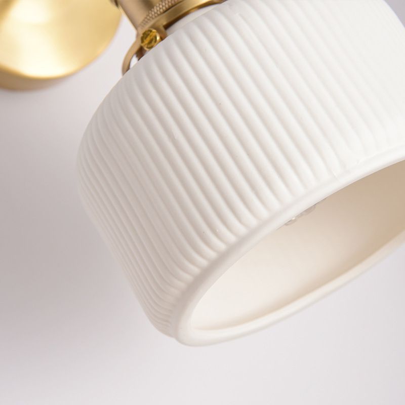 Lottie Vintage Column Ceramic Vanity Light, White, Bedroom - Cueteks