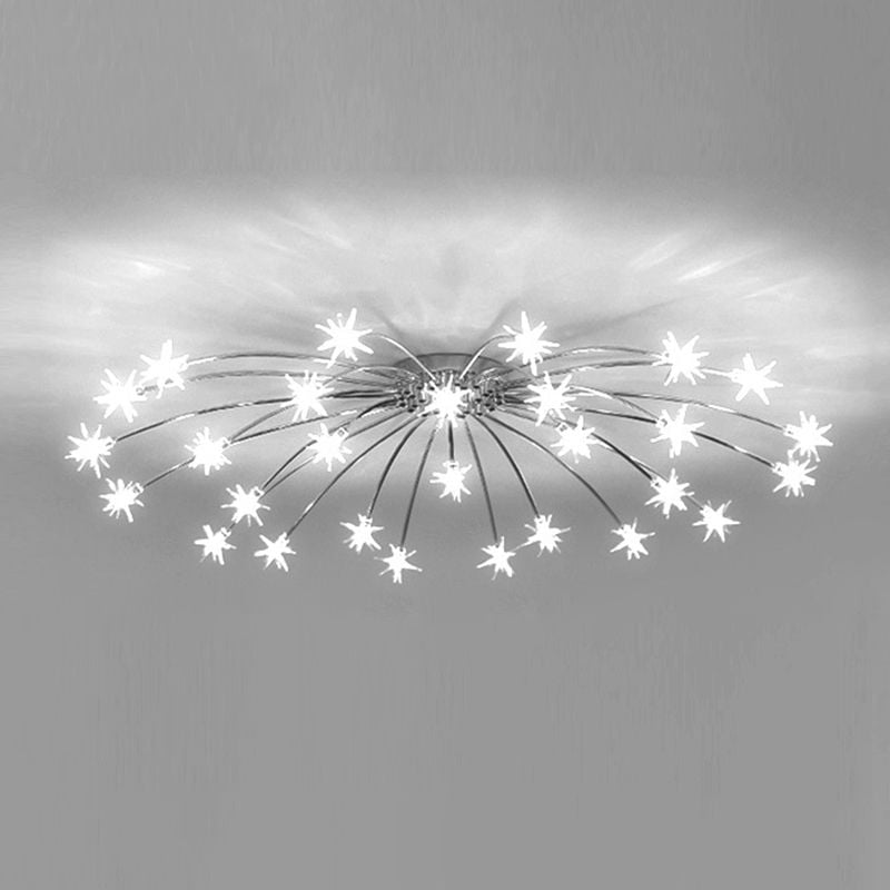 Monochrome 28-light Black reference showing broad dense spread of curved arms and lit glass stars