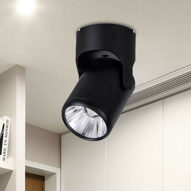 Novak Simple Rotatable Flush Mount Ceiling LED Spotlight, Black/White - Cueteks