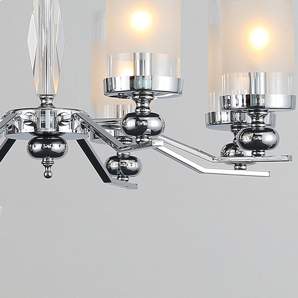 Alessio Retro Silver Metal/Glass Chandelier/Wall Lamp, Living Room - Cueteks