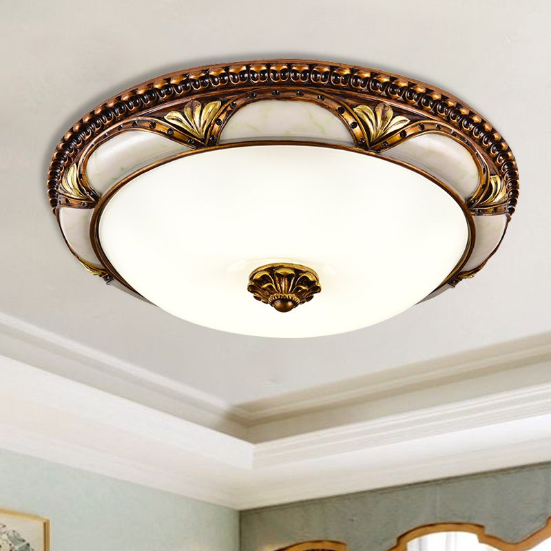 Alessio Floral Retro Flush Mount Ceiling Light Antique Brass Living Room - Cueteks