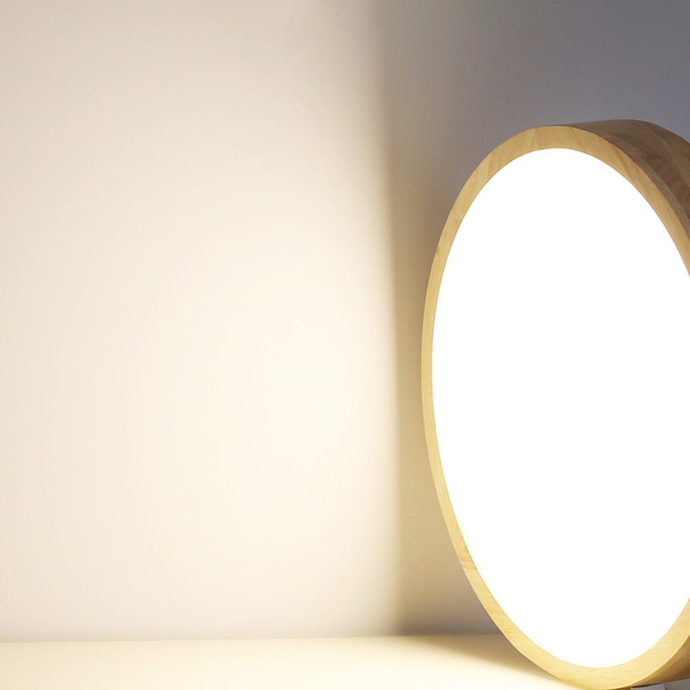 Ozawa Nordic Round Acrylic/Wood Flush Mount Ceiling Light Wood - Cueteks
