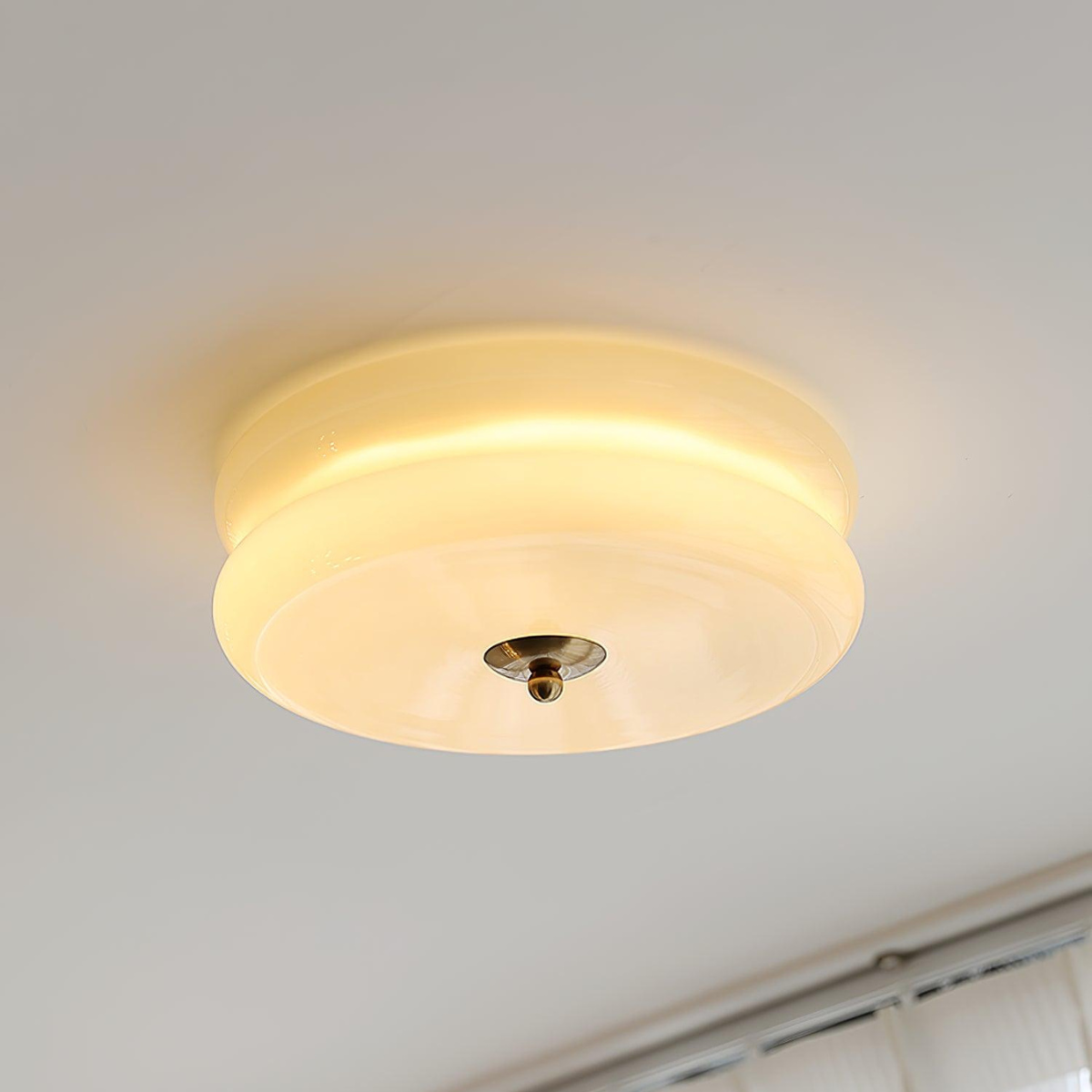 Morandi Modern Round Flush Mount Ceiling Light, White/Beige - Cueteks