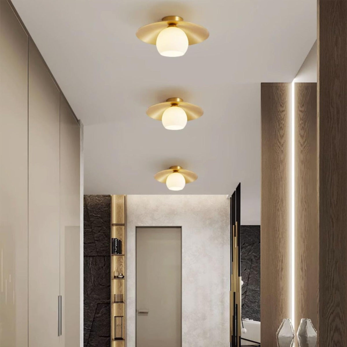 Carins Nordic Retro LED Ceiling Light Metal Glass Corridor Balcony - Cueteks