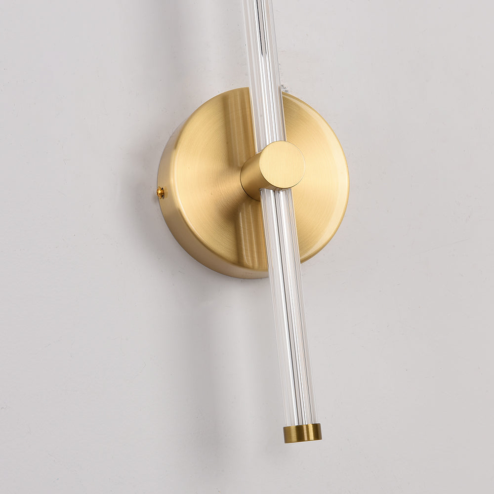 Unlit Edge clear rod held by a gold-tone clamp on a round backplate, with a lower metal cap