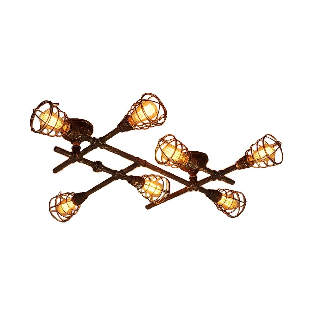 Alessio Industrial Metal Multi Flush Mount Ceiling Light, Brass - Cueteks
