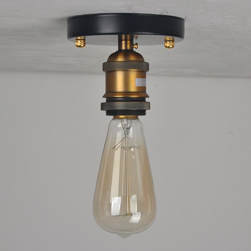Alessio Retro Industrial Flush Mount Ceiling Light, Metal - Cueteks