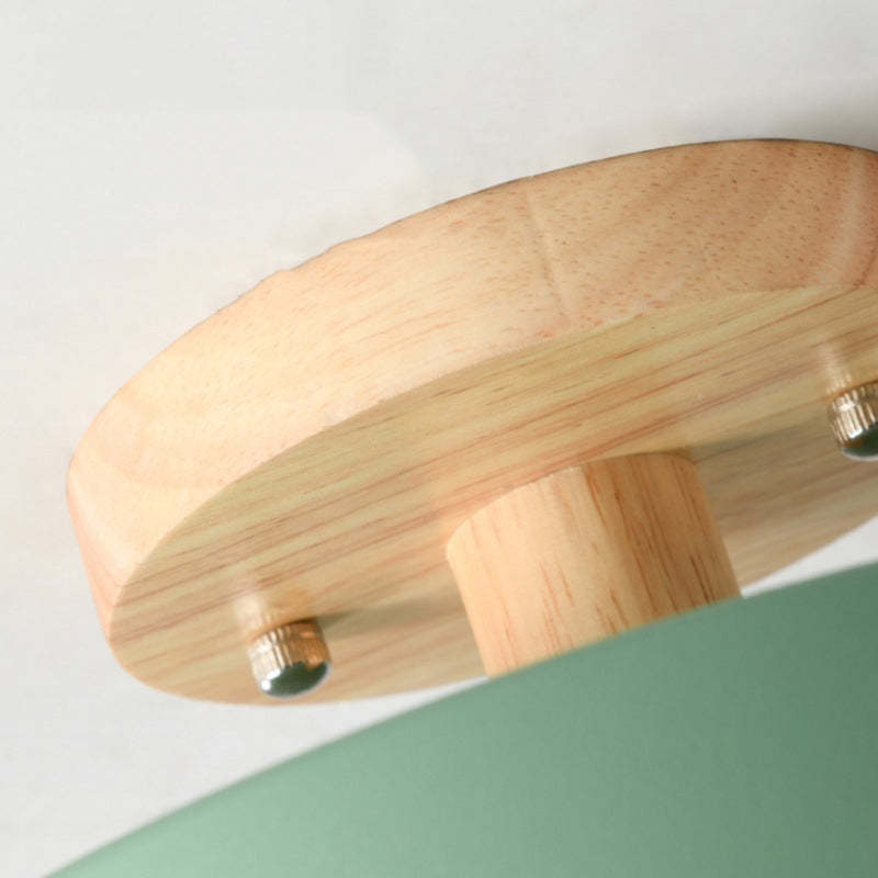 Quinn Round LED Flush Mount Ceiling Light Modern Wood/Acrylic - Cueteks