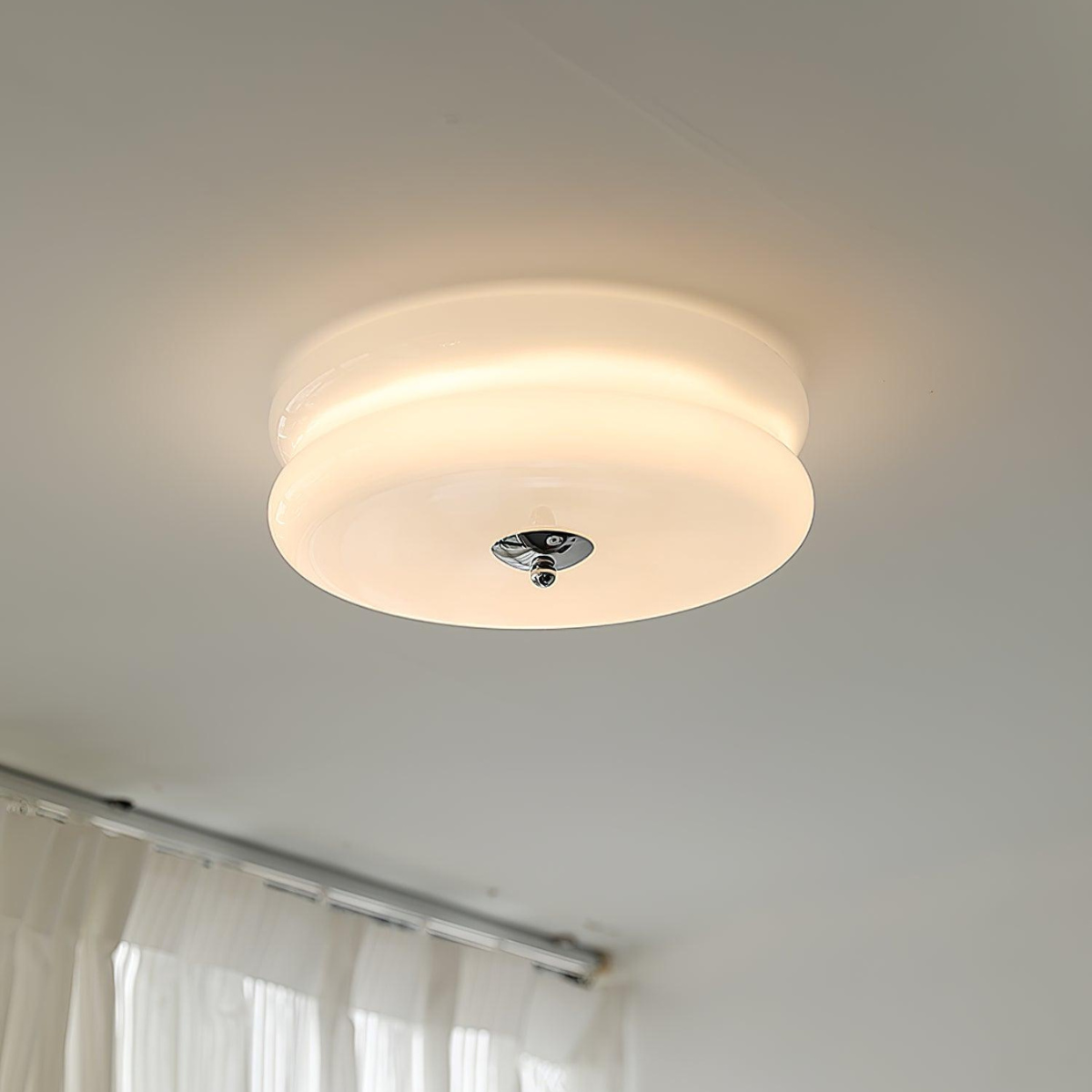 Morandi Modern Round Flush Mount Ceiling Light, White/Beige - Cueteks