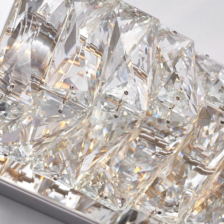 Kristy Modern rectangular Vanity Metal Crystal LED Wall Lamp - Cueteks