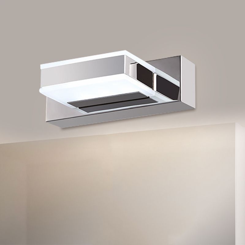 Leigh Modern Square  Acrylic Mirror Front Vanity Wall Lamp , Chrome - Cueteks