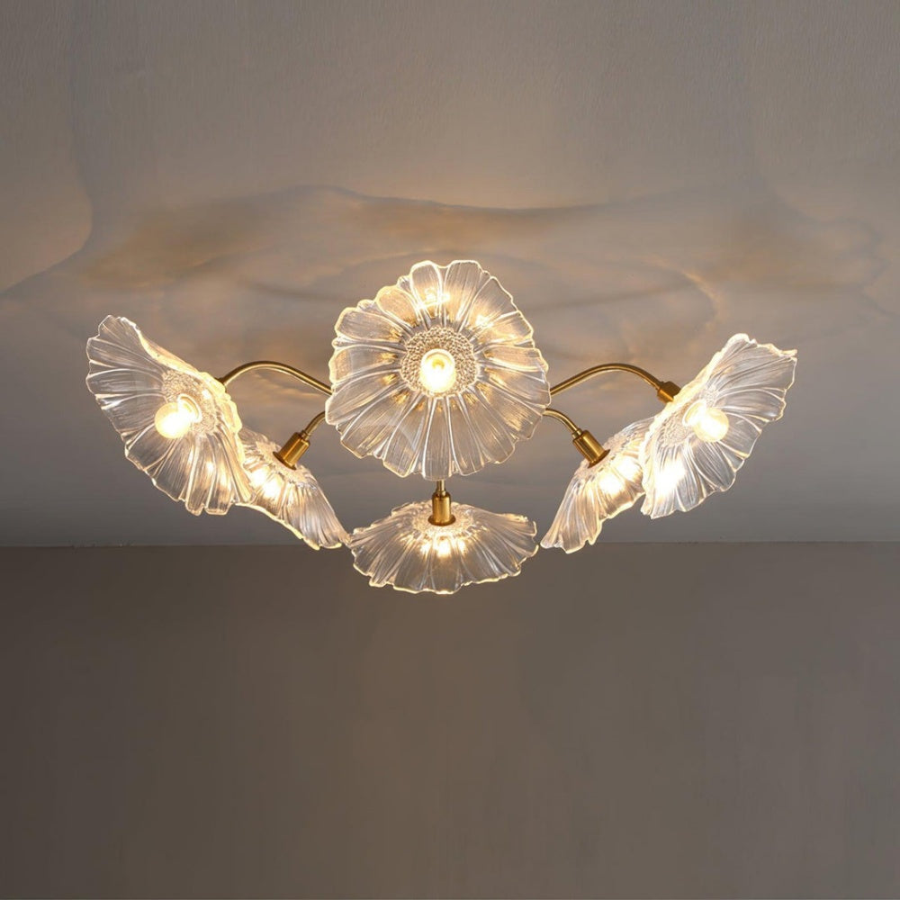 Hailie Modern Flower Ceiling Light  Metal/Glass Clear/Pink Bedroom - Cueteks