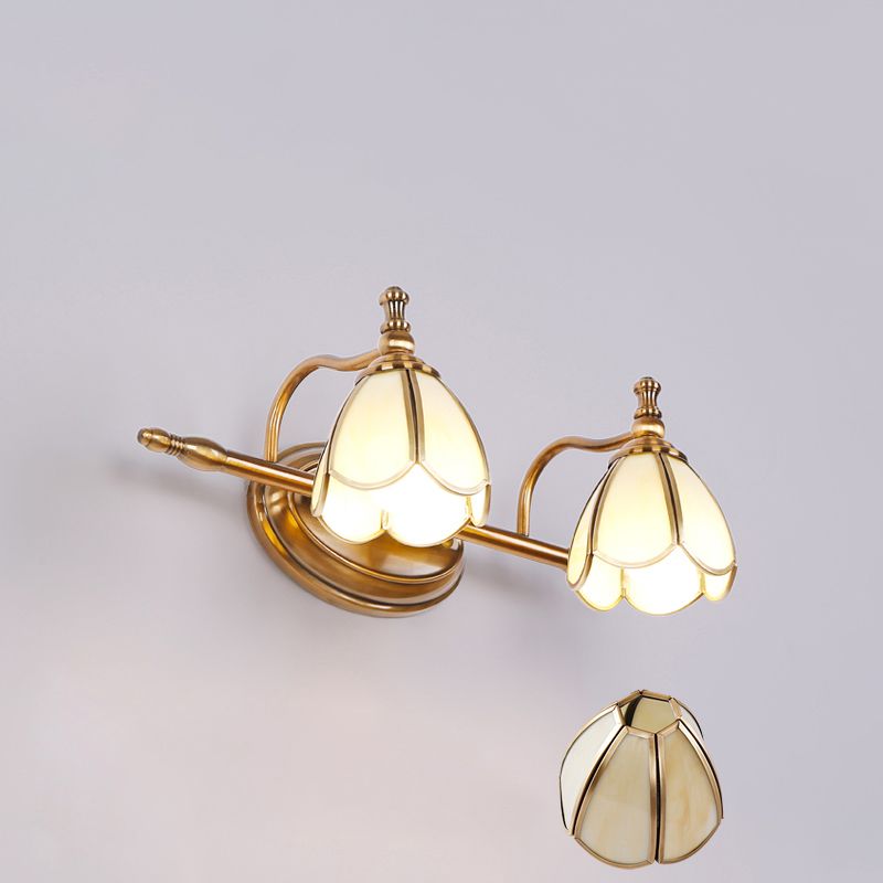 Two-light Félicie wall lamp with yellow flower-shaped glass shade inset