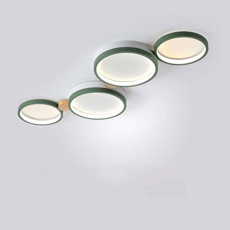 Green four-head Sienna ceiling light with two large discs between two smaller discs