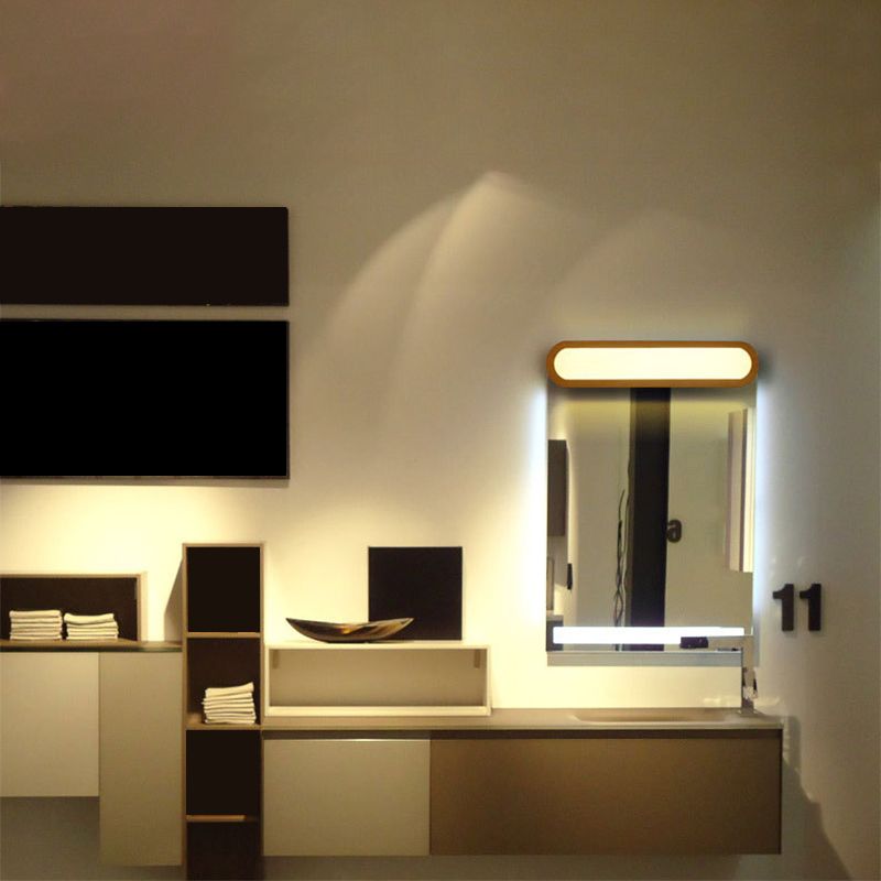 Ozawa oblong lamp above an illuminated mirror