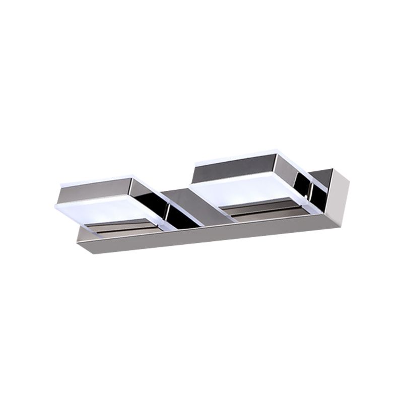 Leigh Modern Square  Acrylic Mirror Front Vanity Wall Lamp , Chrome - Cueteks