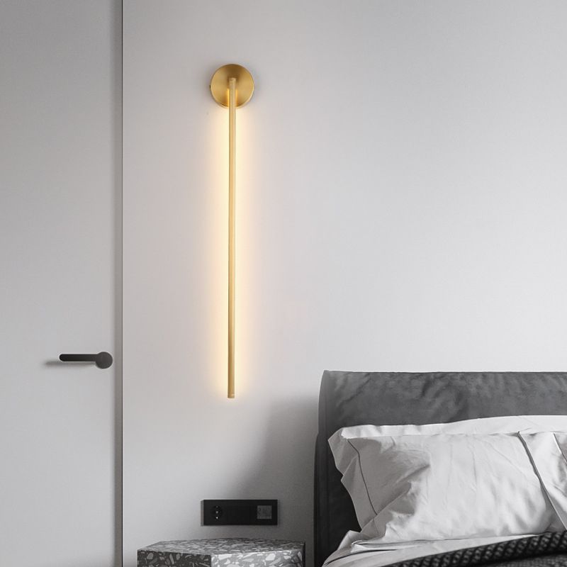 Edge Modern Linear Metal&Silica Gel Wall Mount Lamps, Gold - Cueteks