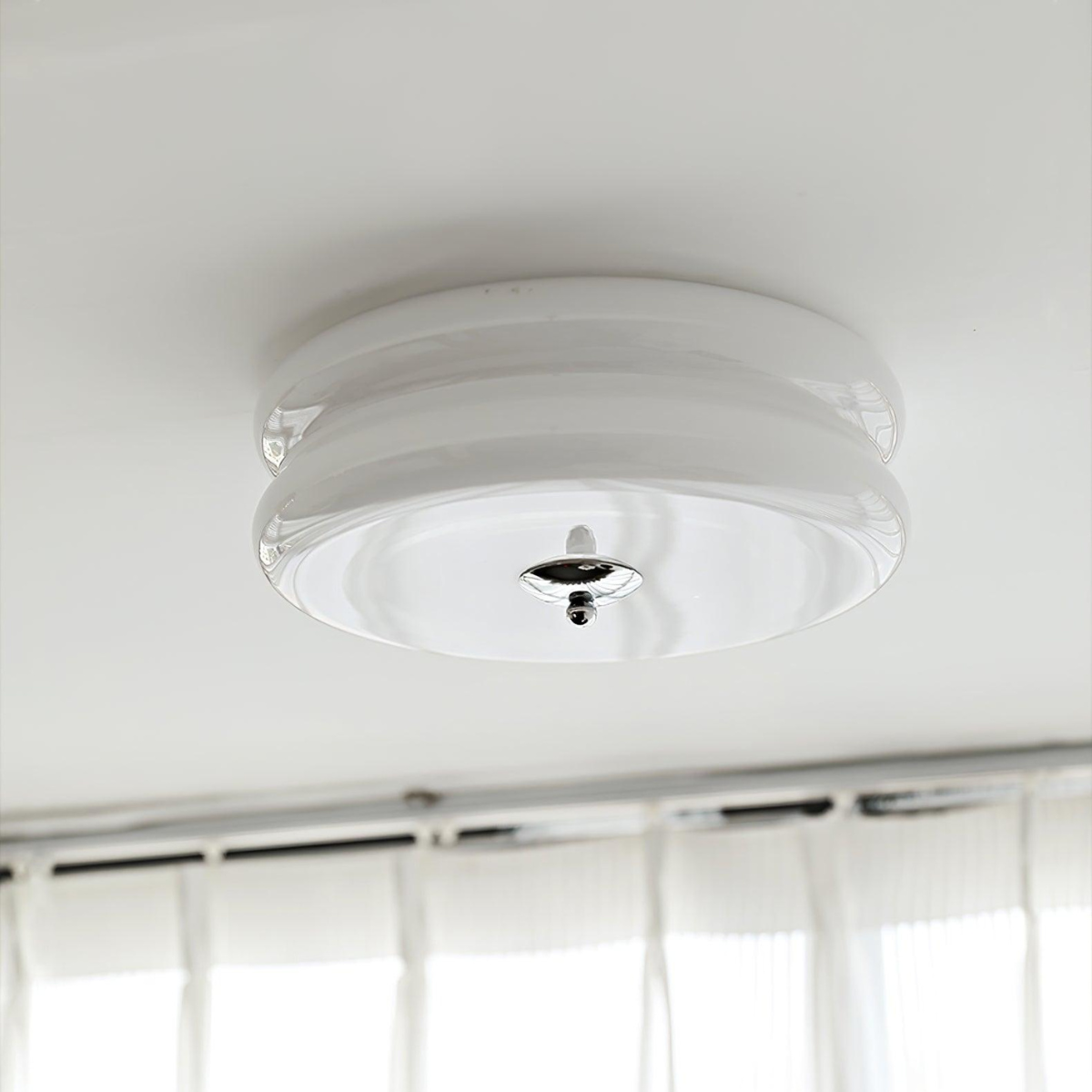 Morandi Modern Round Flush Mount Ceiling Light, White/Beige - Cueteks