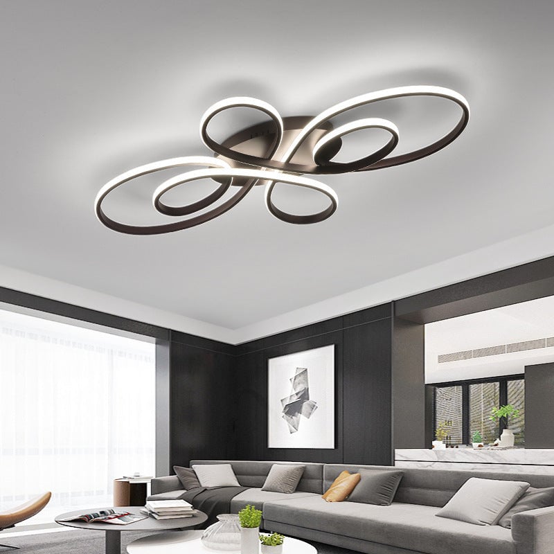 Lacey Modern LED Multi Rings Flush Mount Ceiling Light Brown/White - Cueteks