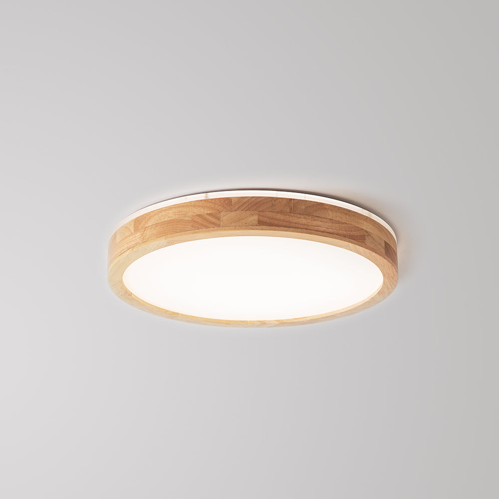 Ozawa Nordic Round Acrylic/Wood Flush Mount Ceiling Light Wood - Cueteks