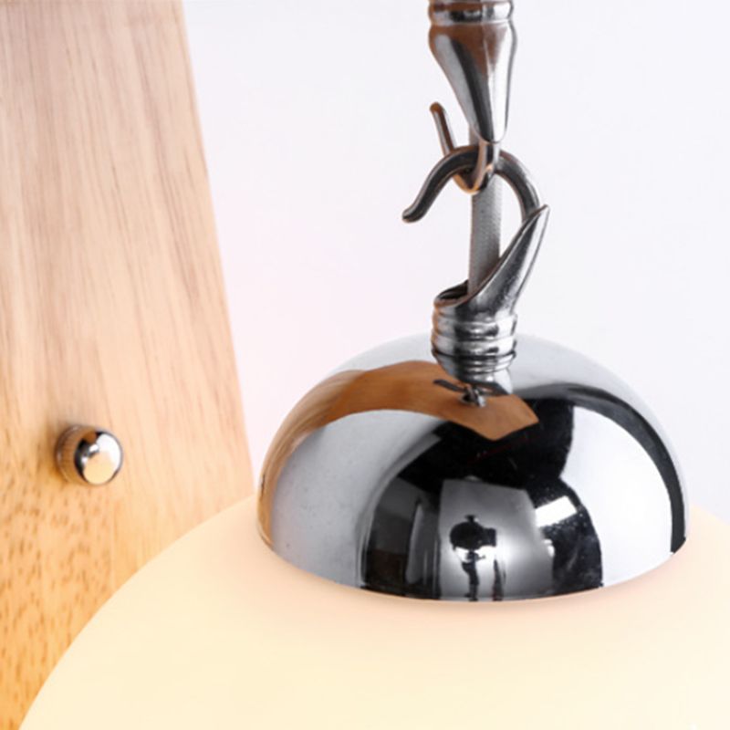 Ozawa Nordic Globe Glass/Wood Vanity Wall Light, Living Room - Cueteks