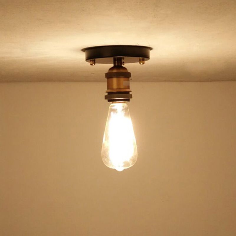 Alessio Retro Industrial Flush Mount Ceiling Light, Metal - Cueteks