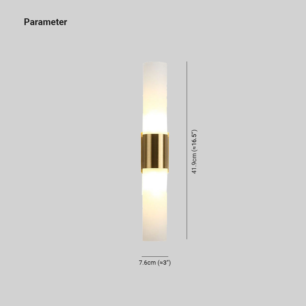 Leigh gold wall lamp diagram showing 41.9 cm height and 7.6 cm front width
