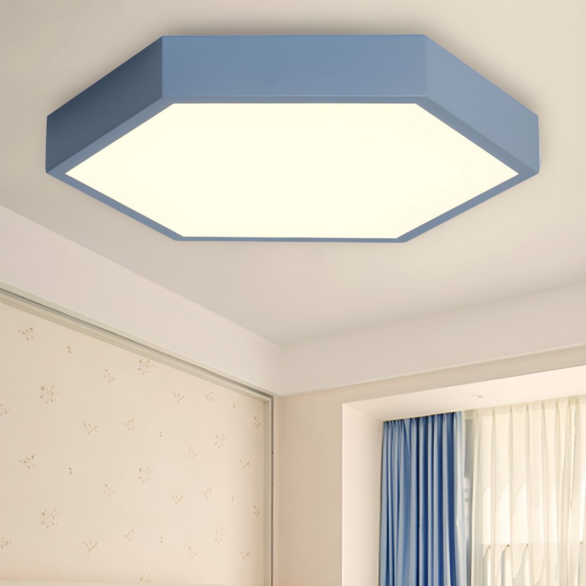 Morandi Modern Hexagon LED Metal Flush Mount Ceiling Light - Cueteks