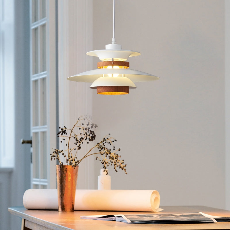 Morandi Modern LED Pendant Light Black/White/Wood Metal Dining Room - Cueteks