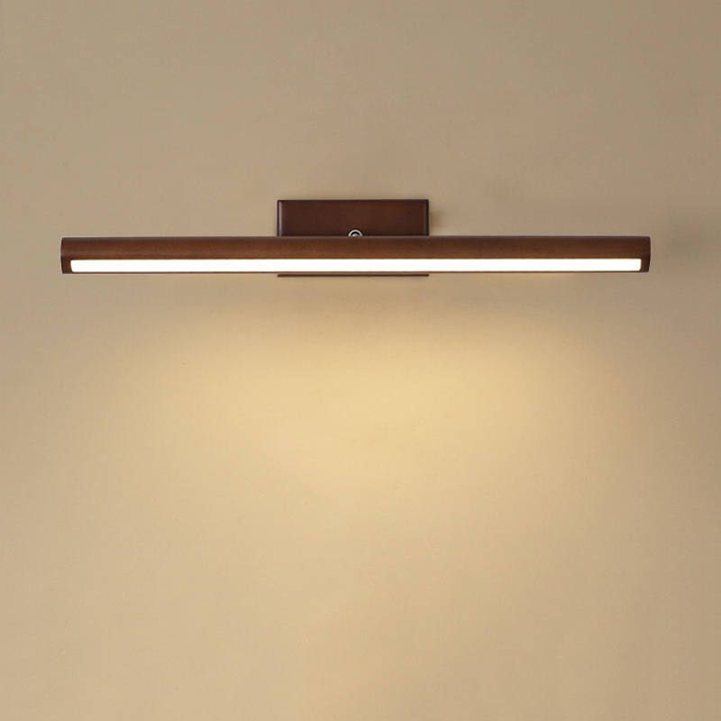 Ozawa Minimalist Linear Wood Vanity Wall Lamp, Bathroom - Cueteks