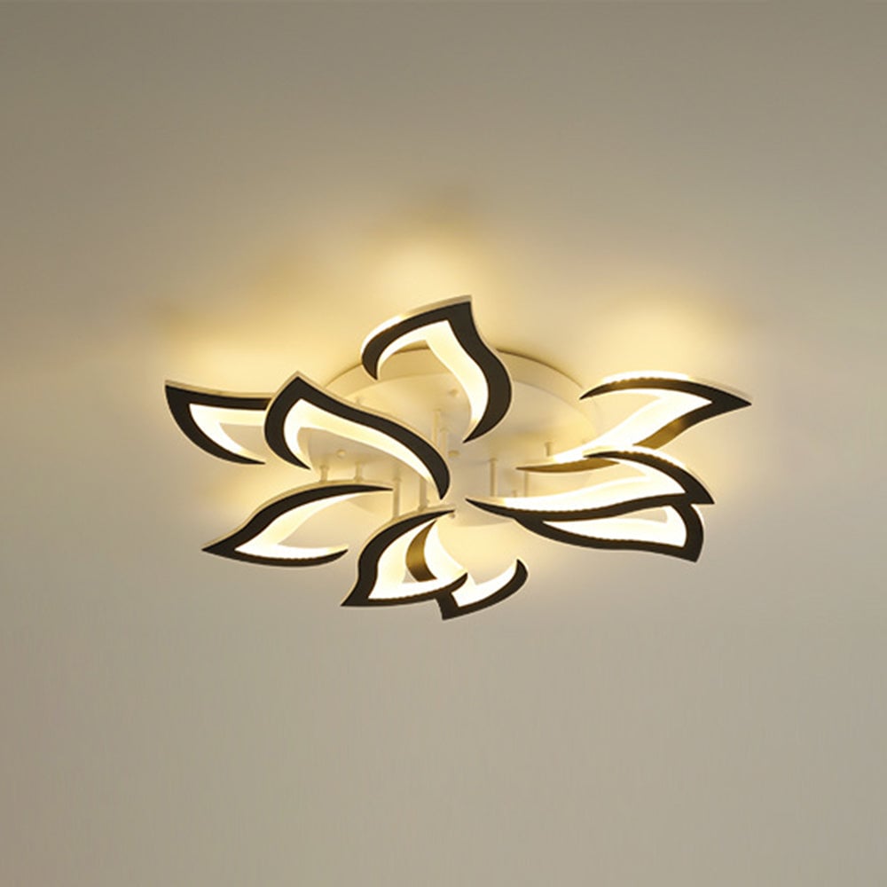 Hana Elegant Flower Flush Mount Ceiling Light, White/Black - Cueteks