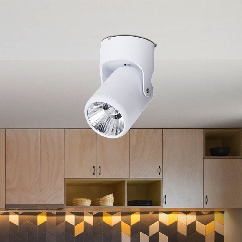 Novak Simple Rotatable Flush Mount Ceiling LED Spotlight, Black/White - Cueteks