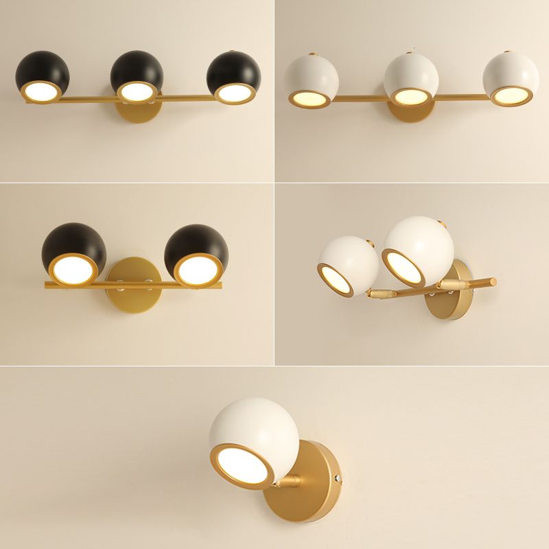 Leigh Modern Globe Metal&Acrylic Wall Lamps, Black/White - Cueteks