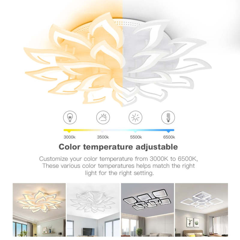 Hana Elegant Flower Flush Mount Ceiling Light, White/Black - Cueteks