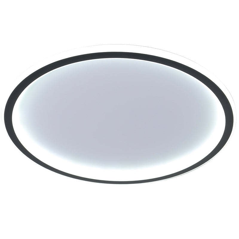 Close view of a Black-edged open-center LED ring with cool-looking White illumination