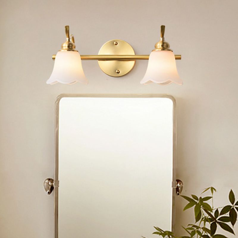 Félicie Vintage Flower Shaped Metal&Glass Lamp Wall, Gold - Cueteks