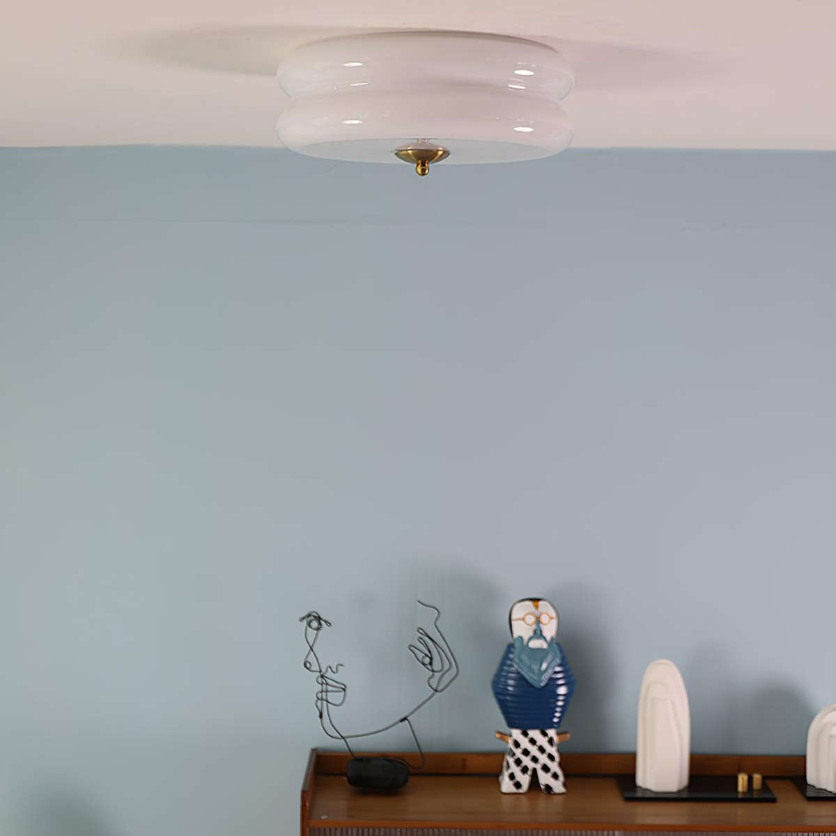 Morandi Modern Round Flush Mount Ceiling Light, White/Beige - Cueteks