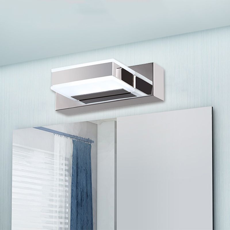 Leigh Modern Square  Acrylic Mirror Front Vanity Wall Lamp , Chrome - Cueteks