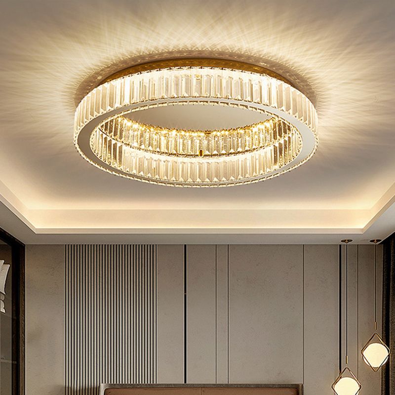 Marliyn Modern Art Deco Circle Crystal/Metal Flush Mount Ceiling Light Gold - Cueteks