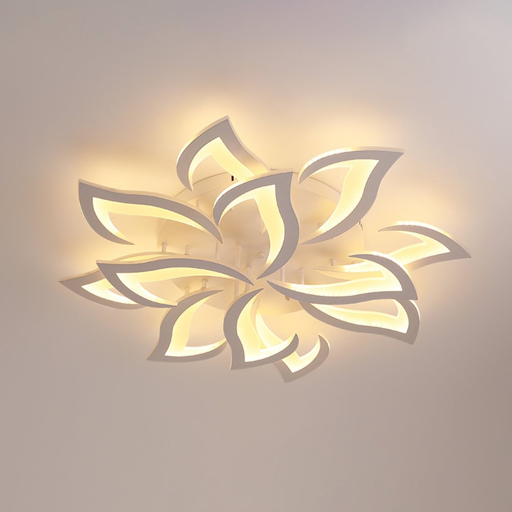 Hana Elegant Flower Flush Mount Ceiling Light, White/Black - Cueteks
