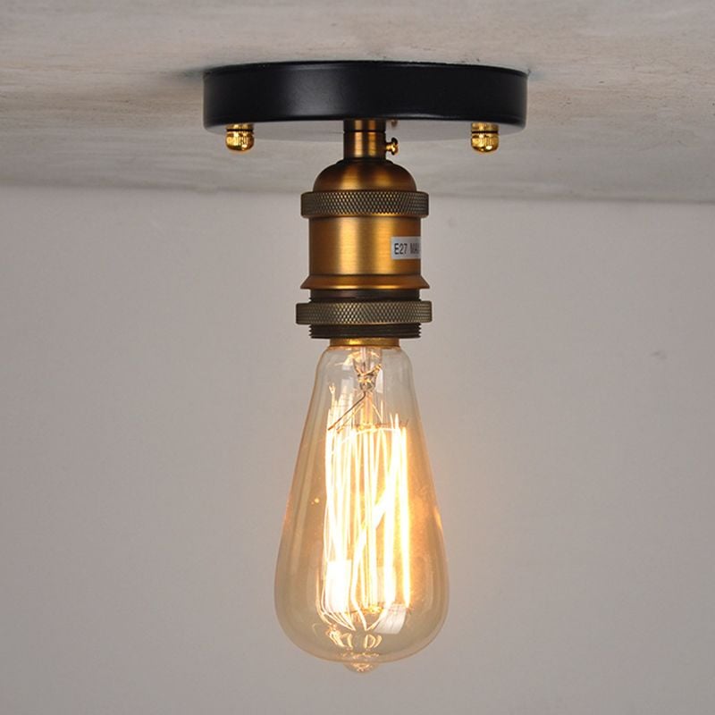 Alessio Retro Industrial Flush Mount Ceiling Light, Metal - Cueteks