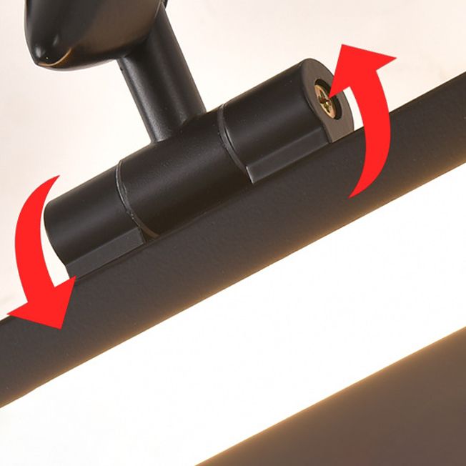 Close-up of the black central bar joint with red curved arrows illustrating pivot movement