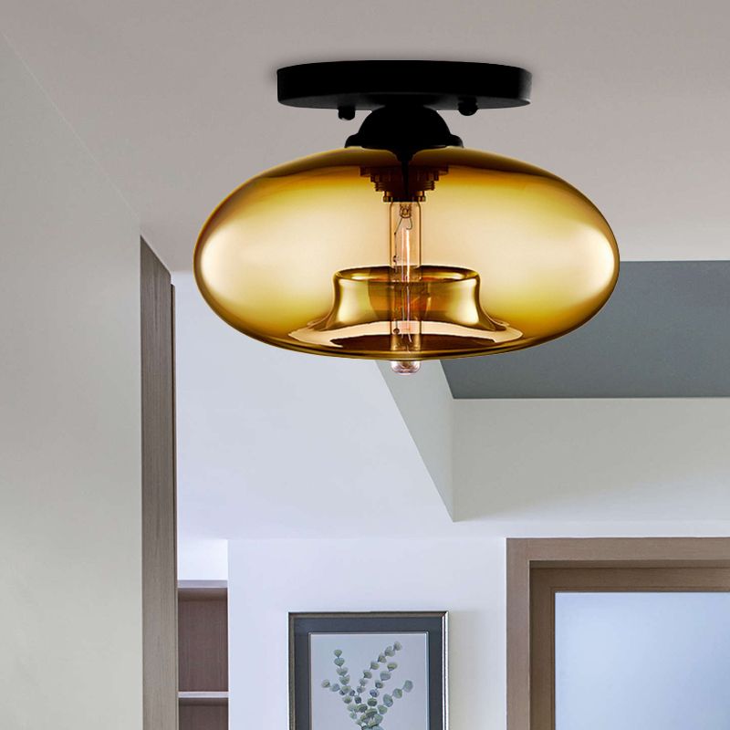 Sanna Industrial Art Deco Globe Flush Mount Ceiling Light Living Room - Cueteks