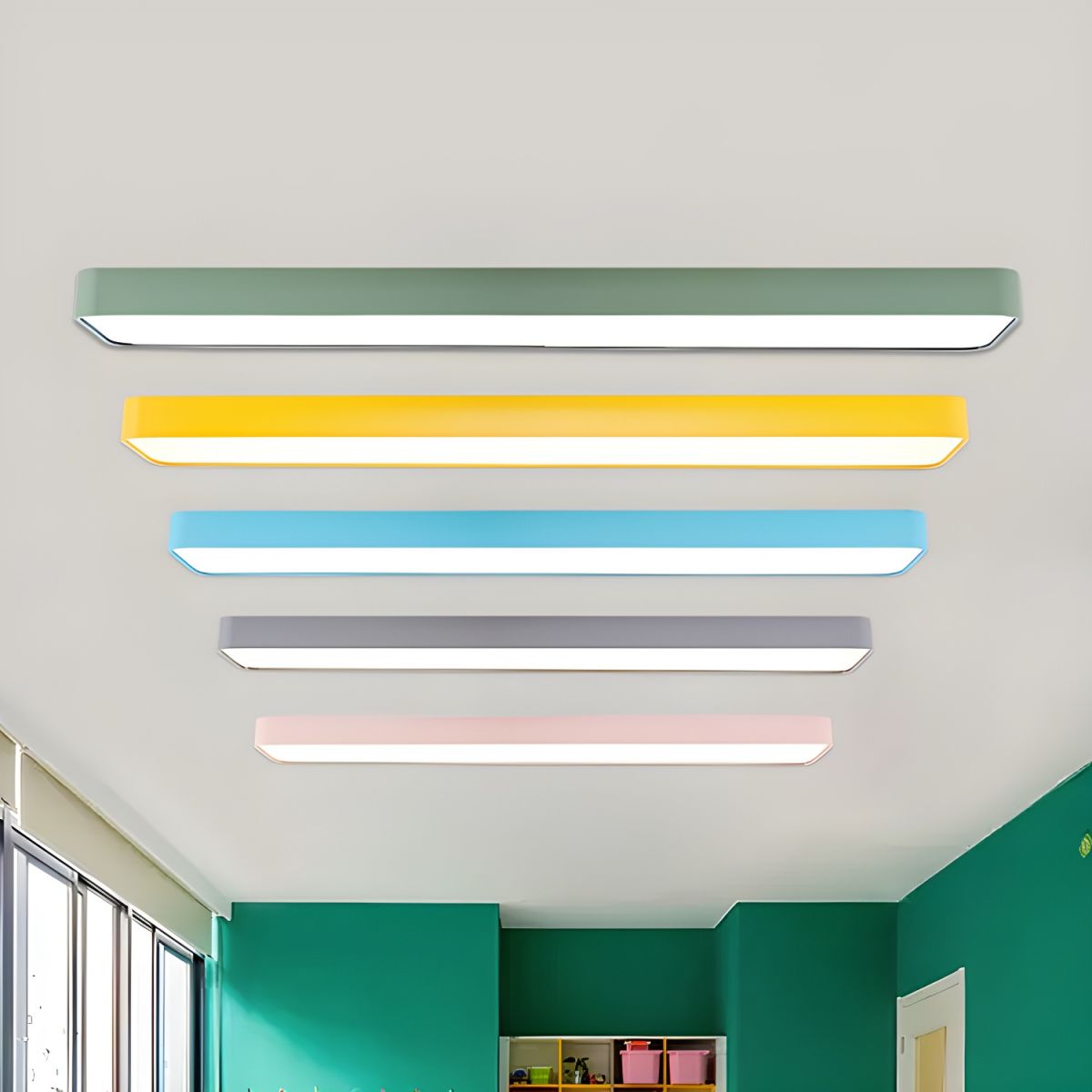 Edge Modern Linear Colorful Ceiling Light, Children Bedroom - Cueteks