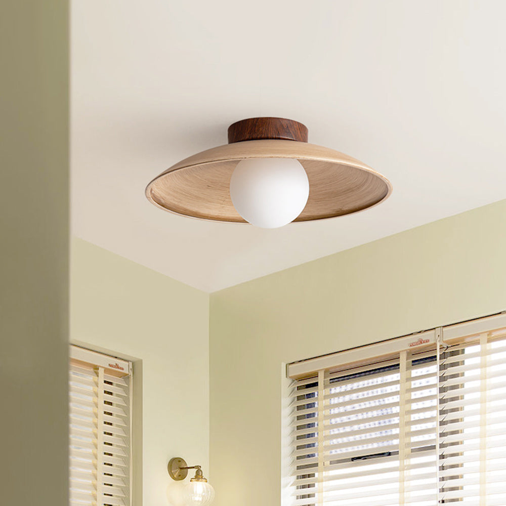 Ozawa Vintage Flush Mount Ceiling Light Wood/Metal/Glass Bar/ Hotels - Cueteks