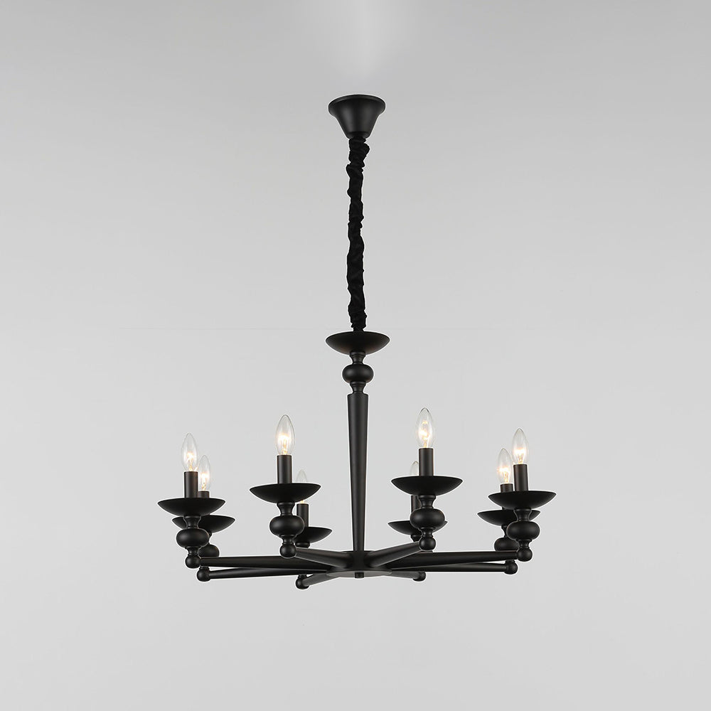 Alessio Retro Candle Wall Lamp/Black Chandelier for Living Room, Dining Room - Cueteks