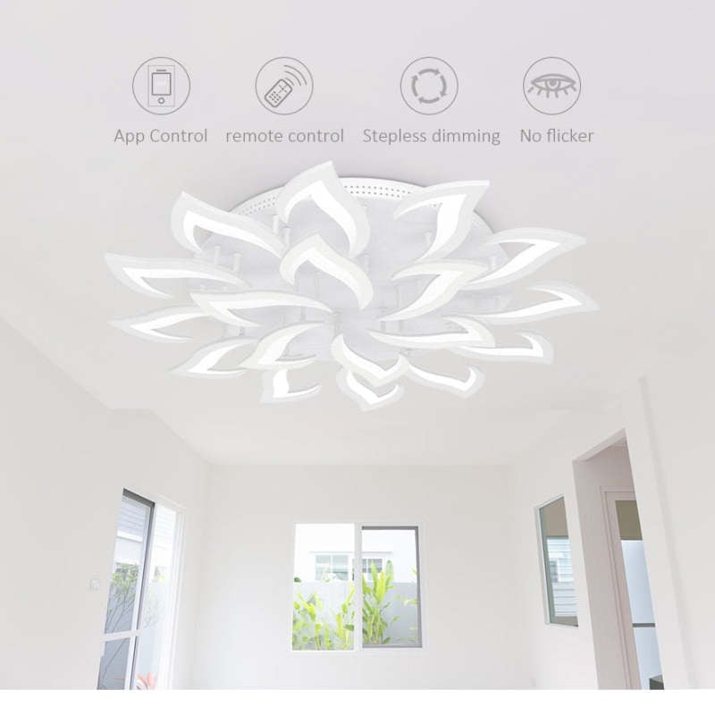 Hana Elegant Flower Flush Mount Ceiling Light, White/Black - Cueteks
