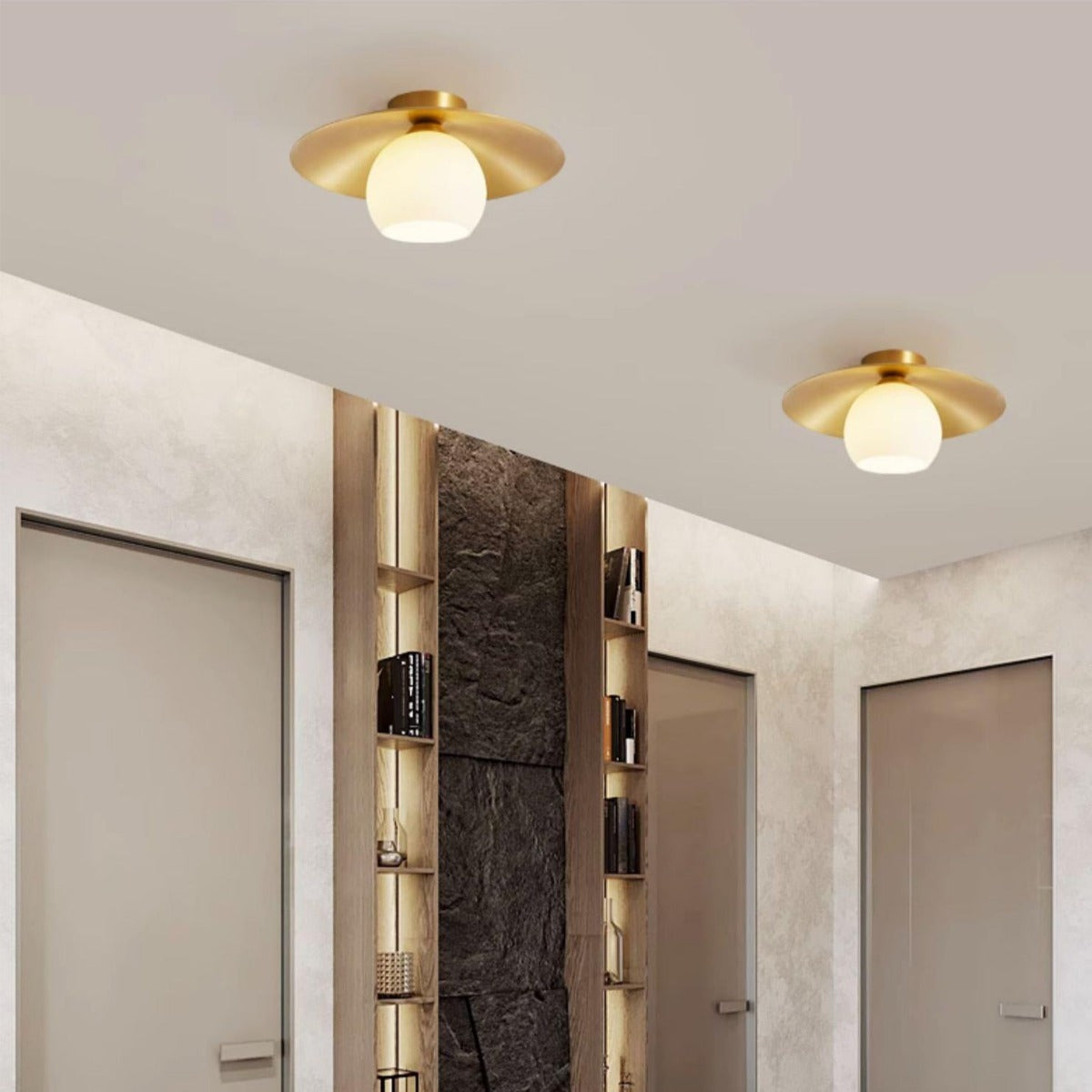 Carins Nordic Retro LED Ceiling Light Metal Glass Corridor Balcony - Cueteks