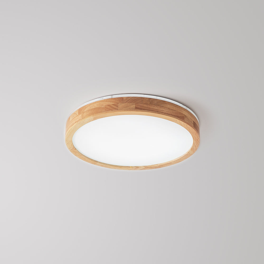 Ozawa Nordic Round Acrylic/Wood Flush Mount Ceiling Light Wood - Cueteks